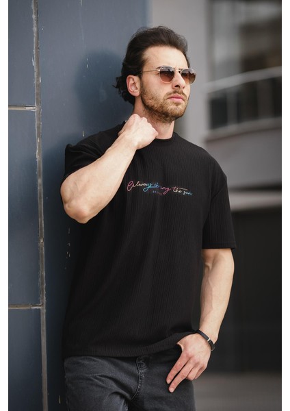 Trc 2788 Baskılı Bisiklet Yaka Oversize Erkek Tshirt modelleri