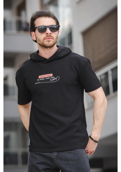 Trc 2789 Baskılı Kapüşonlu Oversize Erkek Tshirt