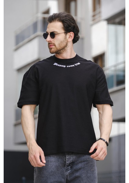 Trc 2783 Baskılı Bisiklet Yaka Oversize Erkek Tshirt