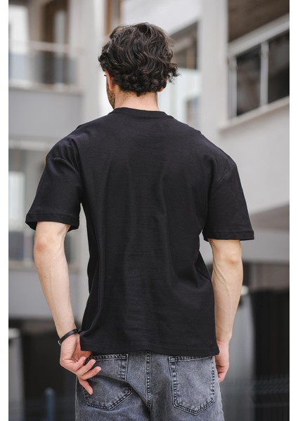 Trc 2783 Baskılı Bisiklet Yaka Oversize Erkek Tshirt