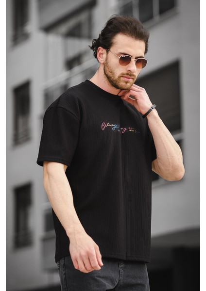 Trc 2788 Baskılı Bisiklet Yaka Oversize Erkek Tshirt