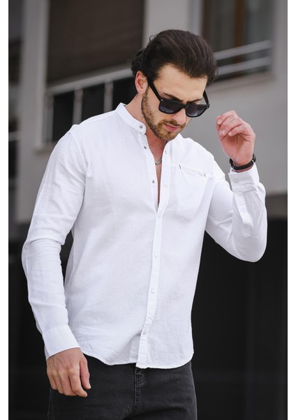 Trc 2700 Tek Cep Çıt Çıtlı Slim Hakim Yaka Erkek Gömlek