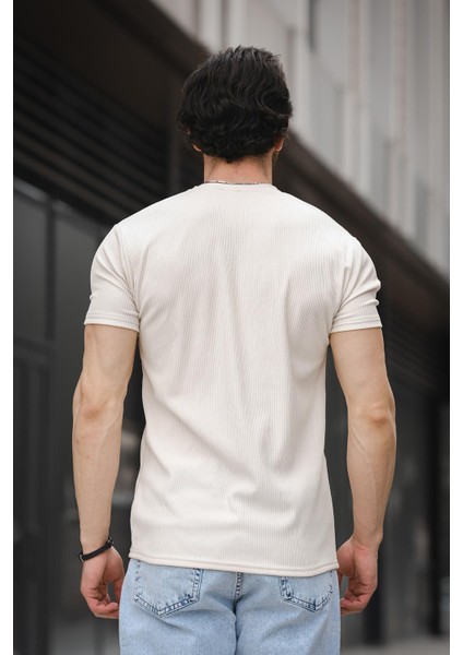 Ft Fear Baskılı Bisiklet Yaka Likralı Slim Fit Erkek Tshirt fırsatları