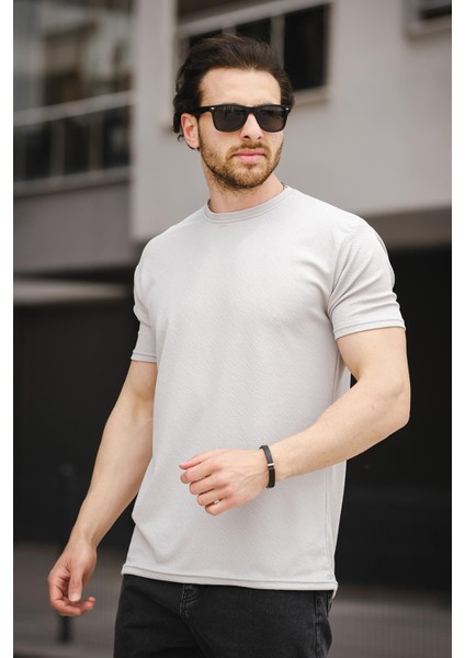 Ft Kaplan Desenli Jakarlı Bisiklet Yaka Likralı Slim Fit Erkek Tshirt