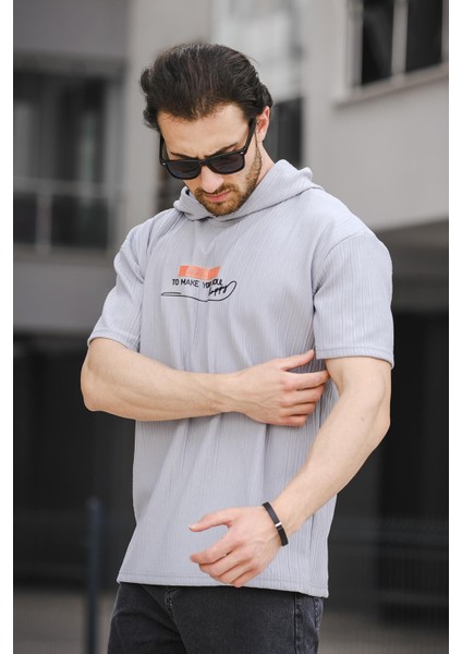 Trc 2789 Baskılı Kapüşonlu Oversize Erkek Tshirt modelleri