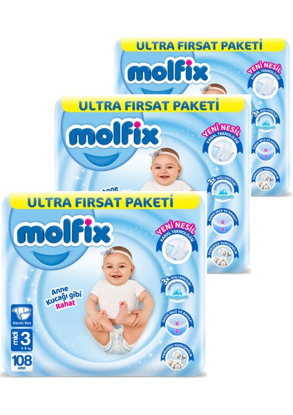 Bebek Bezi Ultra Fırsat Paketi 3 Numara 324'LÜ