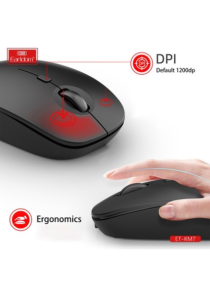 One Depot Sessiz Kablosuz Ofis Mouse - Siyah