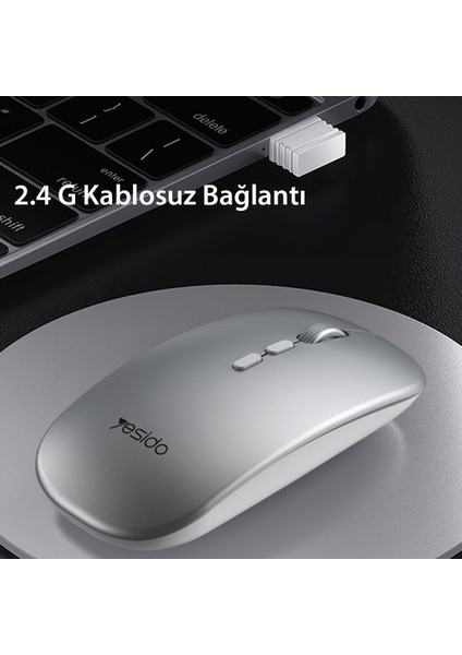 One Depot 2.4g Ergonomik Kablosuz Mouse - Gümüş