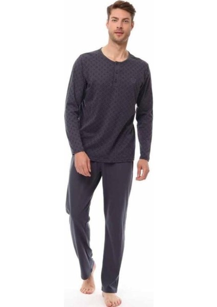 Pijadore Erkek Füme Mevsimik Uzun Kollu Pamuklu Pijama Takımı 1526