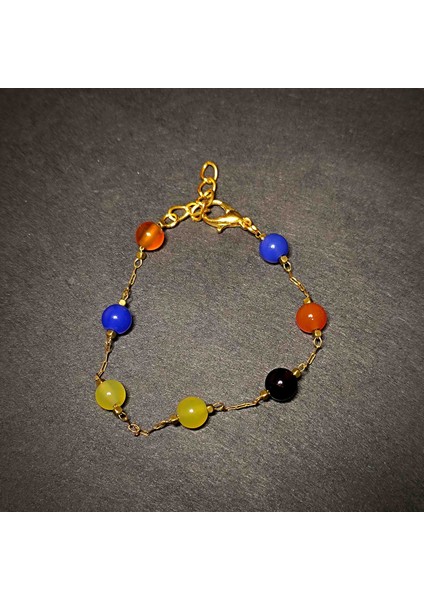 Renkli Akik 6mm Bileklik