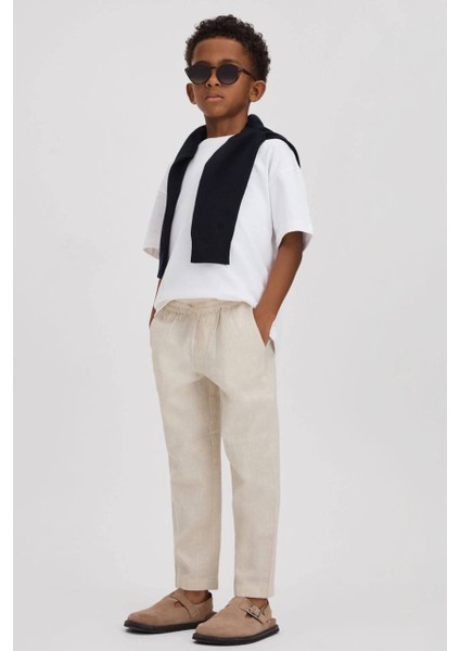 Erkek Çocuk Basic Tişört Keten Pantolon Takım
