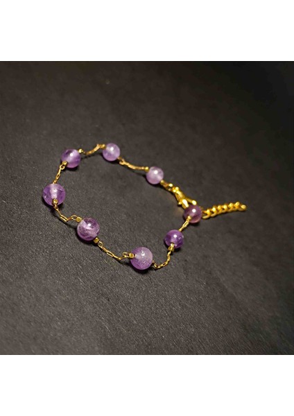 Ametist 6mm Bileklik- Doğal Taş