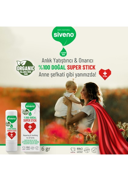 Sivrisinek ve Kene Kovucu Sprey Krem 50 ml & Siveno %100 Doğal Super Stick 6 G Set