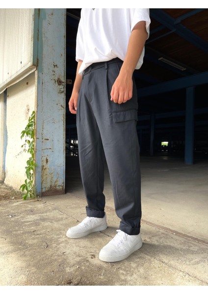 Premium Baggy Kargo Kumaş Pantolon Koyu Lacivert