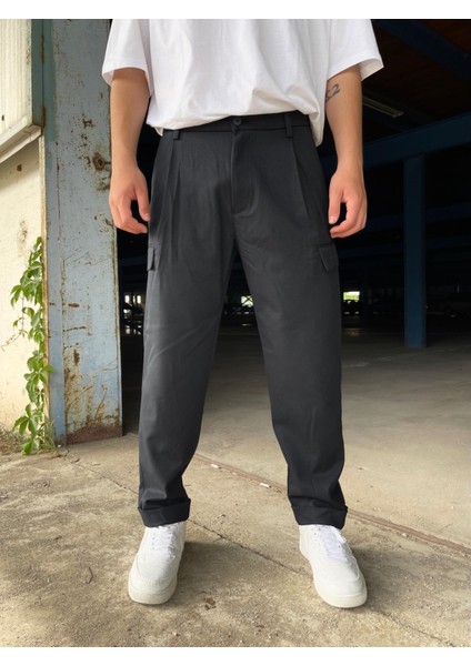 Premium Baggy Kargo Kumaş Pantolon Koyu Lacivert fırsatları