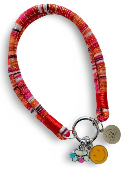 Jesspecial Kırmızı Ip Kedi Köpek Kolyesi Charm Uçlu Gümüş Rengi