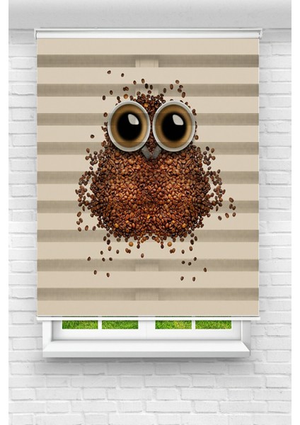 Mutfak Odası - Kahve Desenli Baskılı Zebra PERDE01