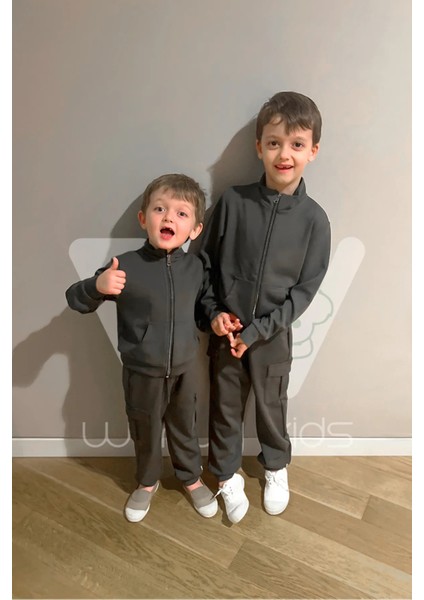 Haki Modal Kumaş Unisex Çocuk Jogger Pantolon Ve Ceket Alt Üst Takım fiyatları