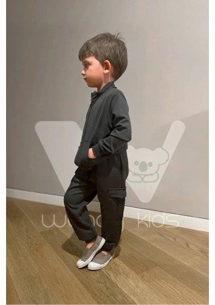 Haki Modal Kumaş Unisex Çocuk Jogger Pantolon Ve Ceket Alt Üst Takım modelleri
