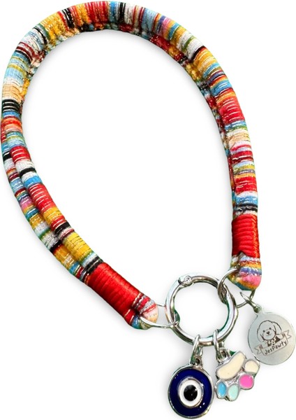 Jesspecial Renkli Ip Kedi Köpek Kolyesi Charm Uçlu Gümüş Rengi