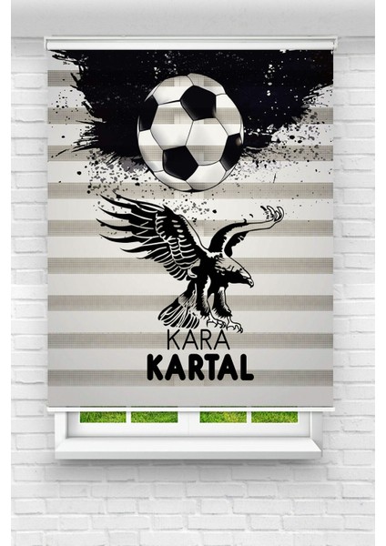 Şampiyon Kara Kartal Baskılı Zebra Perde