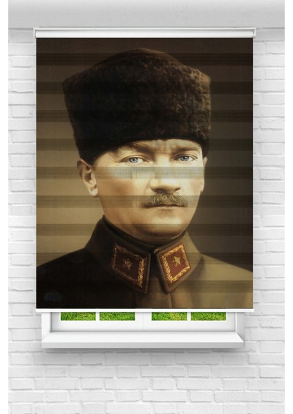 Mustafa Kemal Atatürk Baskılı Zebra PERDE02