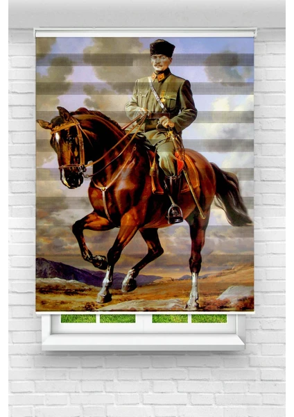 Akel Collection Mustafa Kemal Atatürk Baskılı Zebra Perde