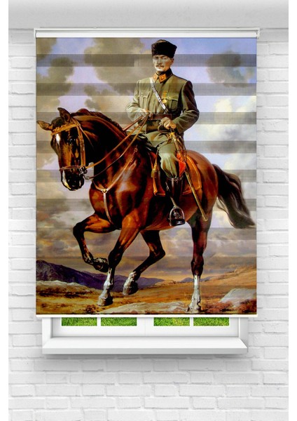 Akel Collection Mustafa Kemal Atatürk Baskılı Zebra Perde