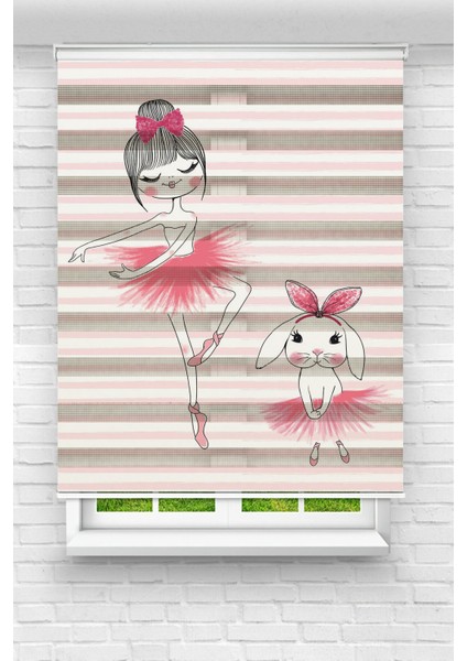 Sevimli Balerin ve Arkadaşı Baskılı Zebra Perde
