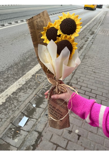 Örgü Ayçiçeği Buketi,yapay Solmayan Ayçiçeği,örgü Çiçek Buketi,anneye,sevgiliye,öğretmene Hediye