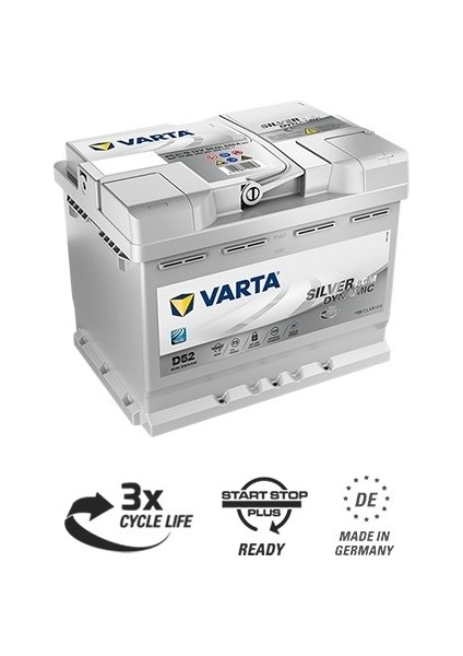 D52 12V 60 Ah 680A AGM Start-Stop Silver Dynamic Akü (Üretim Yılı: 2024)