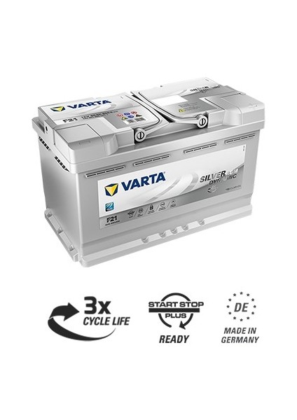 F21 12V 80 Ah 800A AGM Start-Stop Silver Dynamic Akü (Üretim Yılı: 2024)