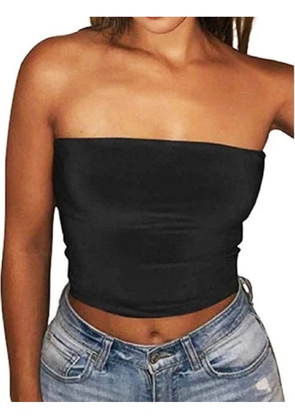 Gardıroza Kadın Straplez Crop Bluz Kısa Crop Askısız Crop Askısız Bluz