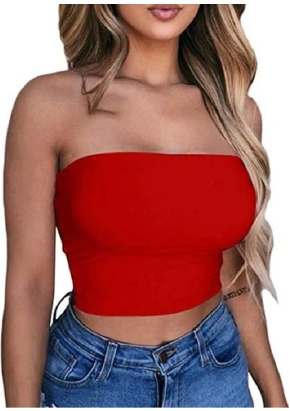 Gardıroza Kadın Straplez Crop Bluz Kısa Crop Askısız Crop Askısız Bluz