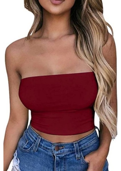 Gardıroza Kadın Straplez Crop Bluz Kısa Crop Askısız Crop Askısız Bluz