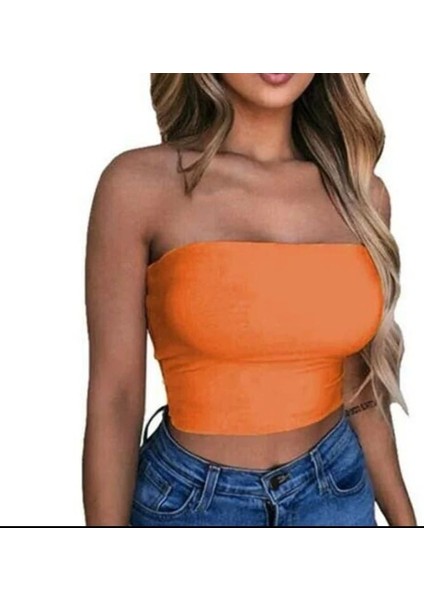 Gardıroza Kadın Straplez Crop Bluz Kısa Crop Askısız Crop Askısız Bluz
