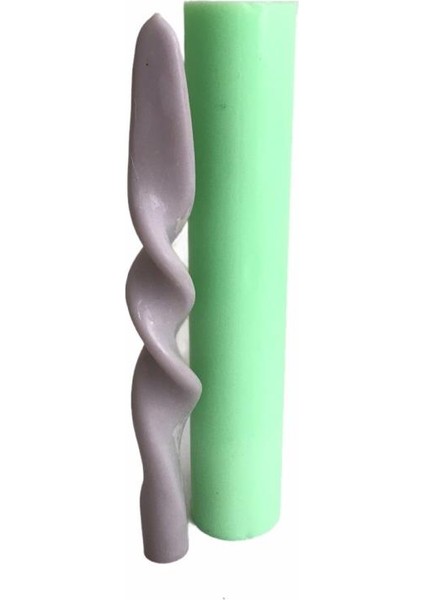 Kıvrımlı Mum Desenli Silikon Kalıp Sabun Kokulu Taş Mum Epoksi Kalıbı 3 Delikli