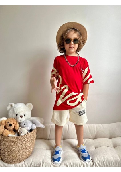 Erkek Çocuk Yazı Baskılı Penye Şortlu Takım fiyatları