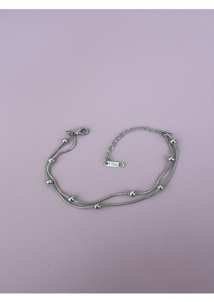 Çelik 2'li Topçuk Silver Bileklik (16-21 Cm)