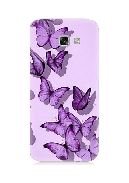 Samsung Galaxy A5 2017 Uyumlu Mor Kelebekler Desenli Silikon Kılıf