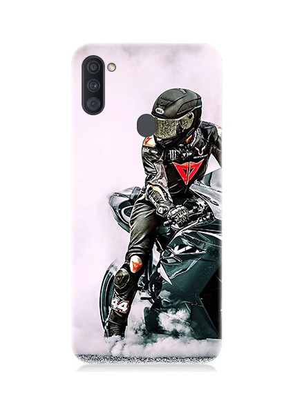Samsung Galaxy A11 Uyumlu Yarış Motosikleti Desenli Silikon Kılıf