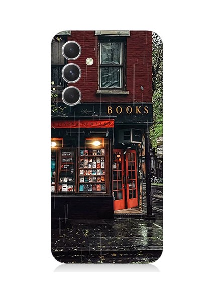 Samsung Galaxy A54 Uyumlu Köşedeki Kitabevi Desenli Silikon Kılıf