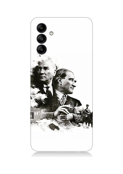 Samsung Galaxy A55 Uyumlu Siyah Beyaz Mustafa Kemal Atatürk Desenli Silikon Kılıf