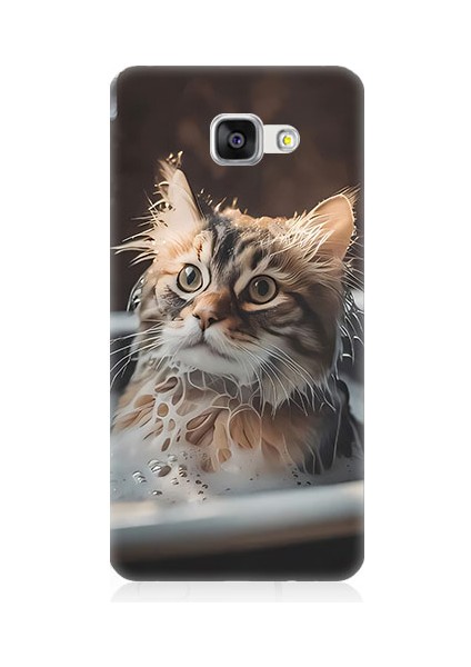 Samsung Galaxy A3 2016 Uyumlu Banyo Yapan Kedi Desenli Silikon Kılıf