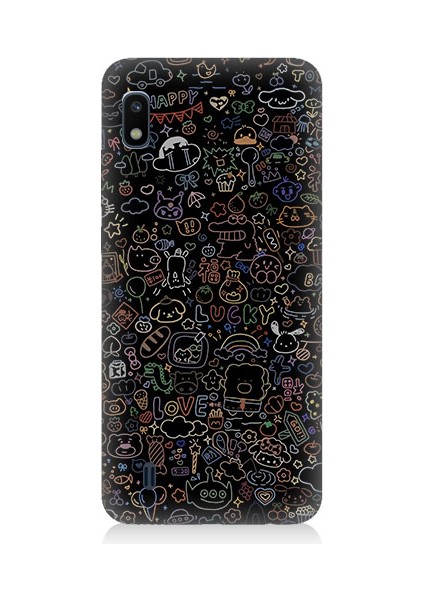 Samsung Galaxy A10 Uyumlu 8 Bit Sevimli Karakterler Desenli Silikon Kılıf