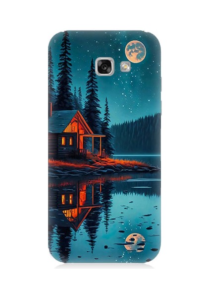 Samsung Galaxy A5 2017 Uyumlu Ay ve Ahşap Ev Desenli Silikon Kılıf