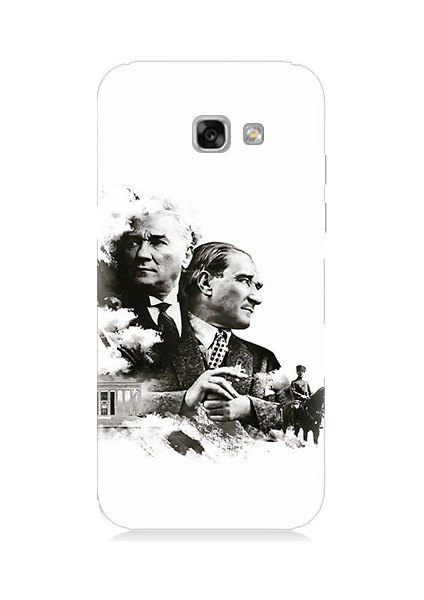 Samsung Galaxy A7 2017 Uyumlu Siyah Beyaz Mustafa Kemal Atatürk Desenli Silikon Kılıf