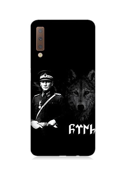 Samsung Galaxy A7 2018 Uyumlu Mustafa Kemal Atatürk ve Kurt Desenli Silikon Kılıf