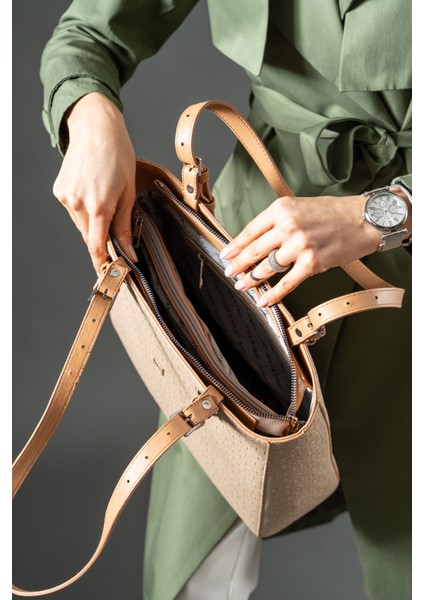 Kadın Kum-Taba Gofraj Baskılı Büyük Boy Omuz ÇANTASI-J4067 modelleri