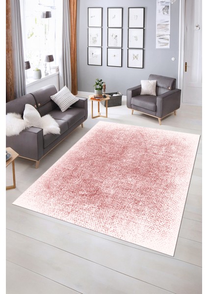 Dijital Baskılı Kaymaz Taban Yıkanabilir Sade Yolluk Mutfak Salon Halısı, N-Sade-43-Pembe,